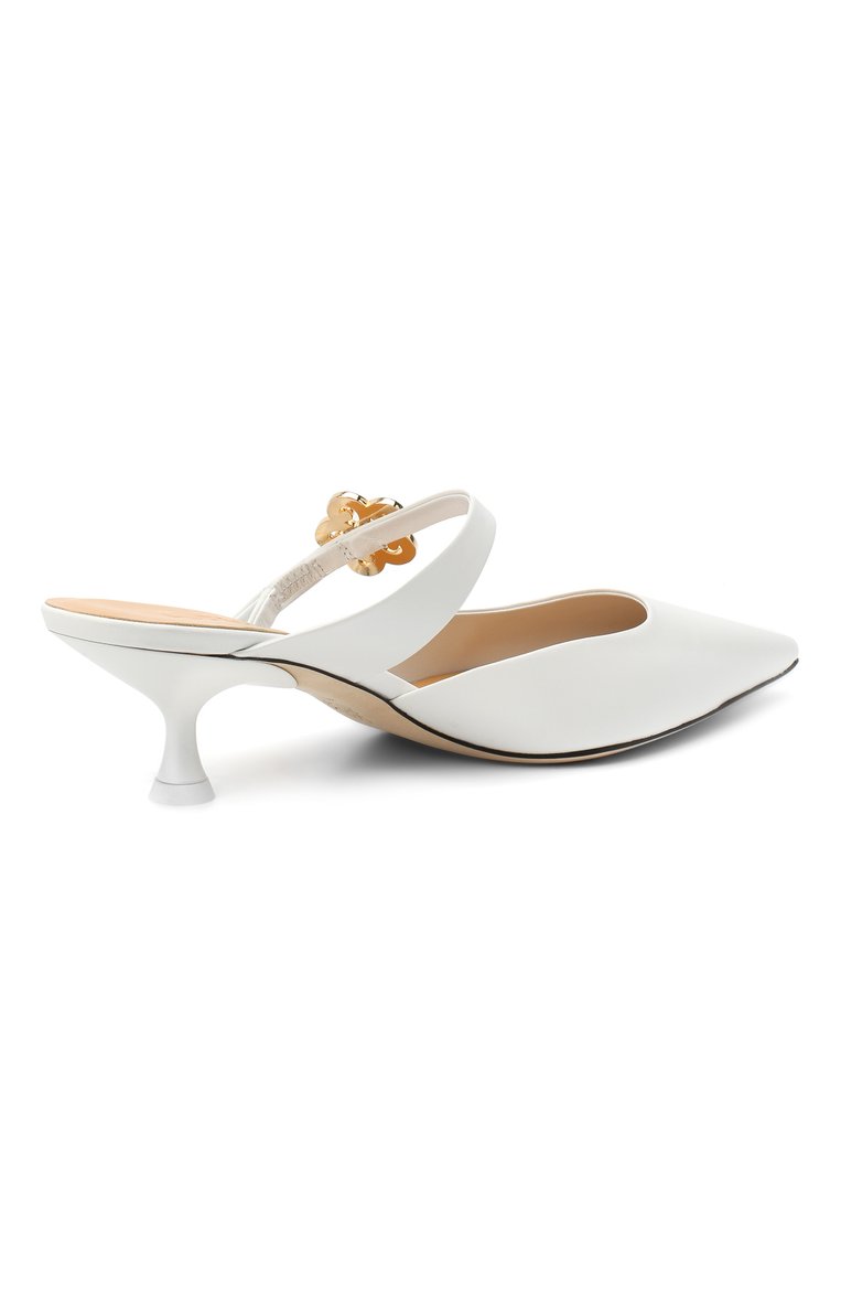 Женские кожаные мюли LOEWE белого цвета, арт. L814S01X14 | Фото 4 (Материал внутренний: Натуральная кожа; Каблук тип: Фигурный; Каблук высота: Низкий; Подошва: Плоская; Материал сплава: Проставлено; Драгоценные камни: Проставлено; Материал внешний: Натуральная кожа)