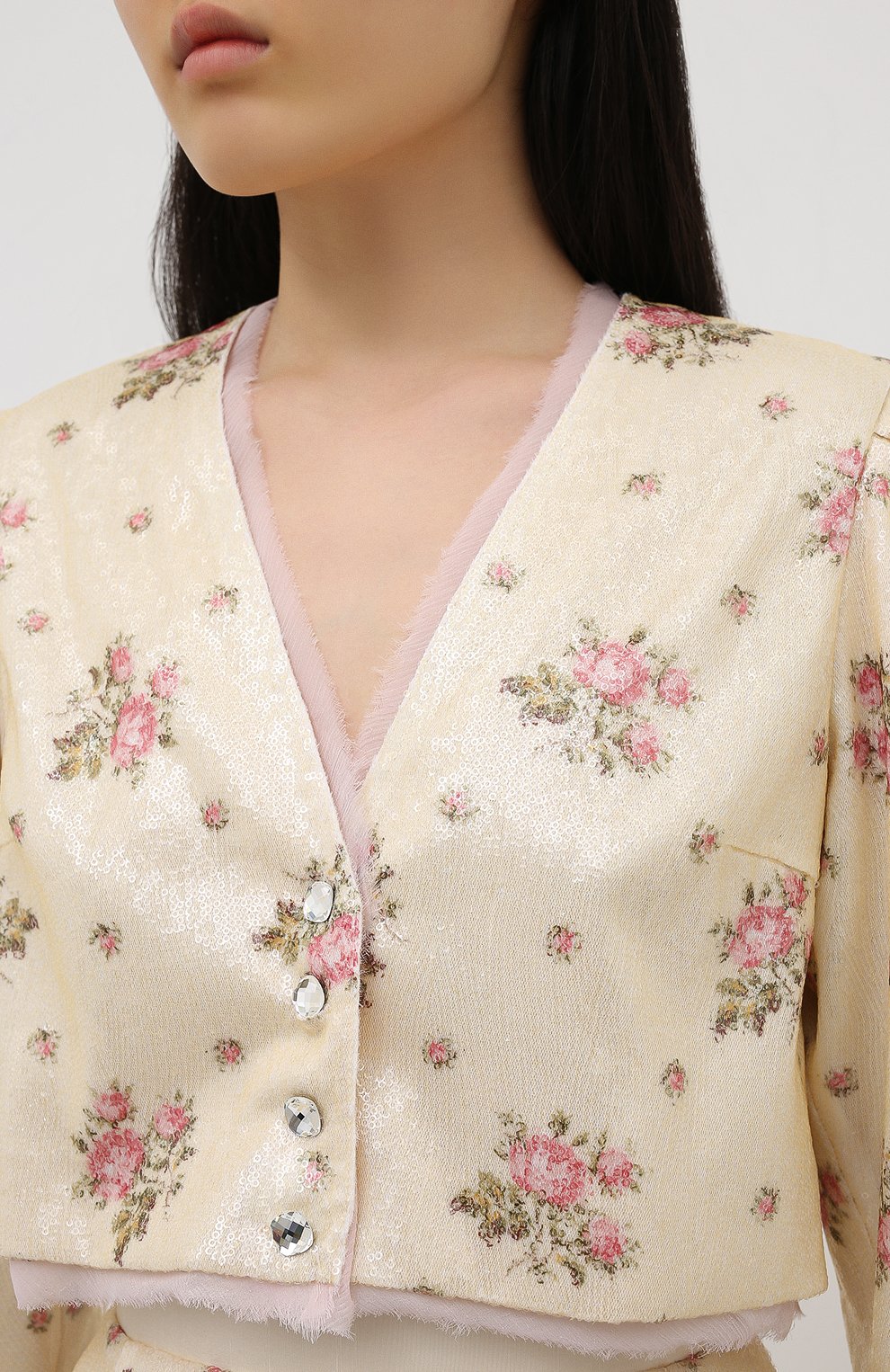 Жакет с пайетками ULYANA SERGEENKO желтого цвета по цене 139500 руб., арт. GCC004SS20P (0377т20), фото 5 Жакет с пайетками ULYANA SERGEENKO, арт. GCC004SS20P (0377т20), фото 5