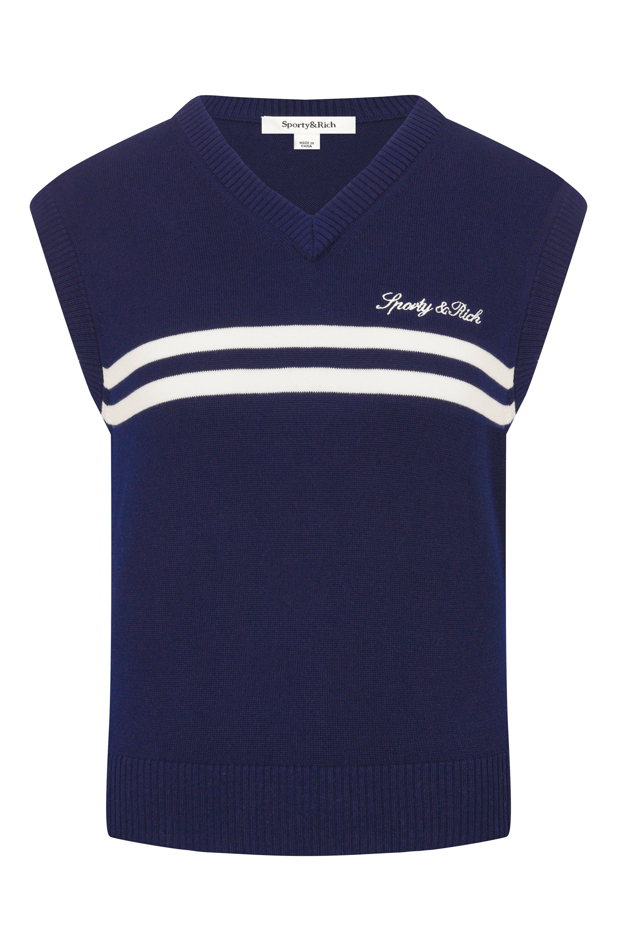 Хлопковый жилет SPORTY AND RICH синего цвета по цене 20750 руб., арт. WS09975326BL107, фото 1 Хлопковый жилет SPORTY AND RICH, арт. WS09975326BL107, фото 1