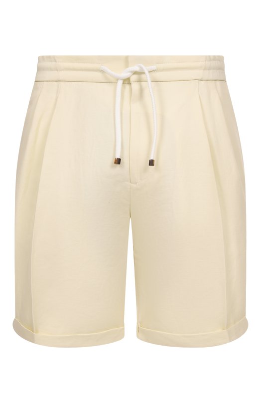 Шорты изо льна и хлопка Brunello Cucinelli MH255U0020 Кремовый MH255U0020