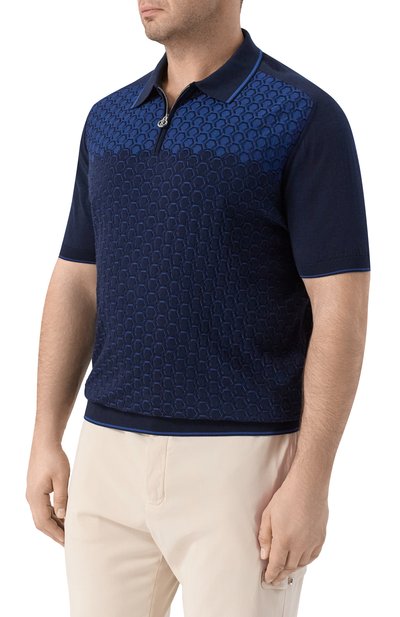 Поло из шелка и хлопка STEFANO RICCI темно-синего цвета по цене 121000 руб., арт. K818109P31/F26175, фото 3 Поло из шелка и хлопка STEFANO RICCI, арт. K818109P31/F26175, фото 3