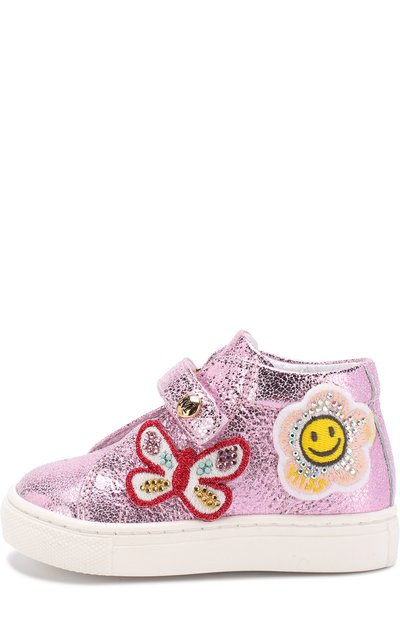 Кожаные кеды с металлизированной отделкой и аппликациями MISSOURI, арт. 4514/18-26, фото 2