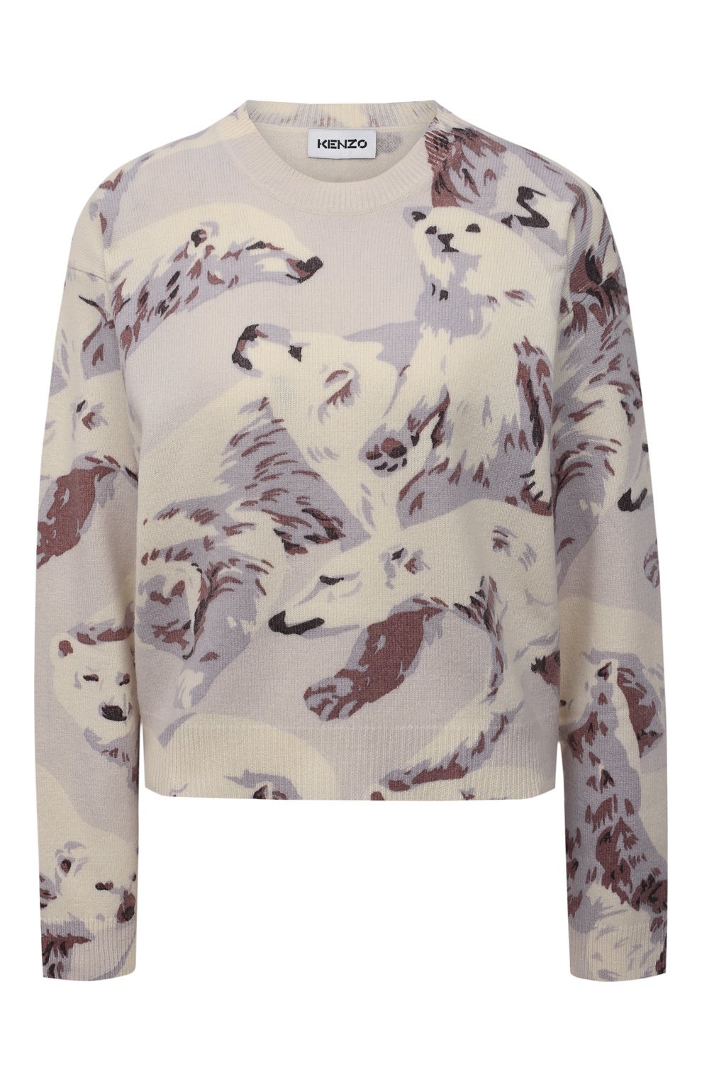 Хлопковый пуловер polar bear KENZO кремового цвета по цене 29950 руб., арт. FB62PU6253CA, фото 1 Хлопковый пуловер polar bear KENZO, арт. FB62PU6253CA, фото 1
