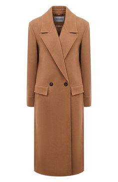 Женское шерстяное пальто TRUSSARDI бежевого цвета, арт. 56S00930-1T006497 | Фото 1 (Материал внешний: Шерсть; Рукава: Длинные; Материал сплава: Проставлено; Длина (верхняя одежда): Длинные; Драгоценные камни: Проставлено; 1-2-бортные: Двубортные; Стили: Кэжуэл)