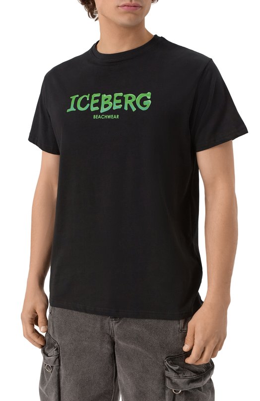 Хлопковая футболка Iceberg ICE25MTS01 Чёрный  ICE25MTS01 Фото 3