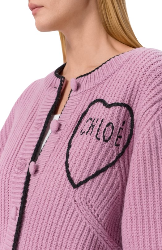 Кардиган из шерсти и кашемира Chloé CH26SMC06710 Фиолетовый  CH26SMC06710 Фото 5
