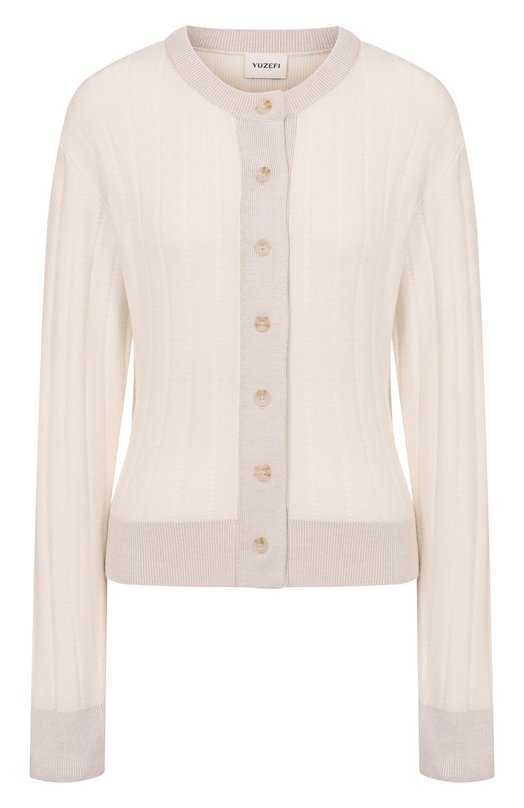 Шерстяной кардиган Yuzefi TATUM-L0NG SLEEVE TUCK STITCH CARDIGAN/KNIT Кремовый TATUM-L0NG SLEEVE TUCK STITCH CARDIGAN/KNIT