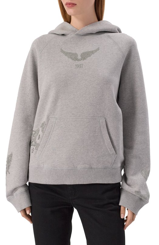 Хлопковое худи Zadig and Voltaire JWSS01665 Серый  JWSS01665 Фото 3