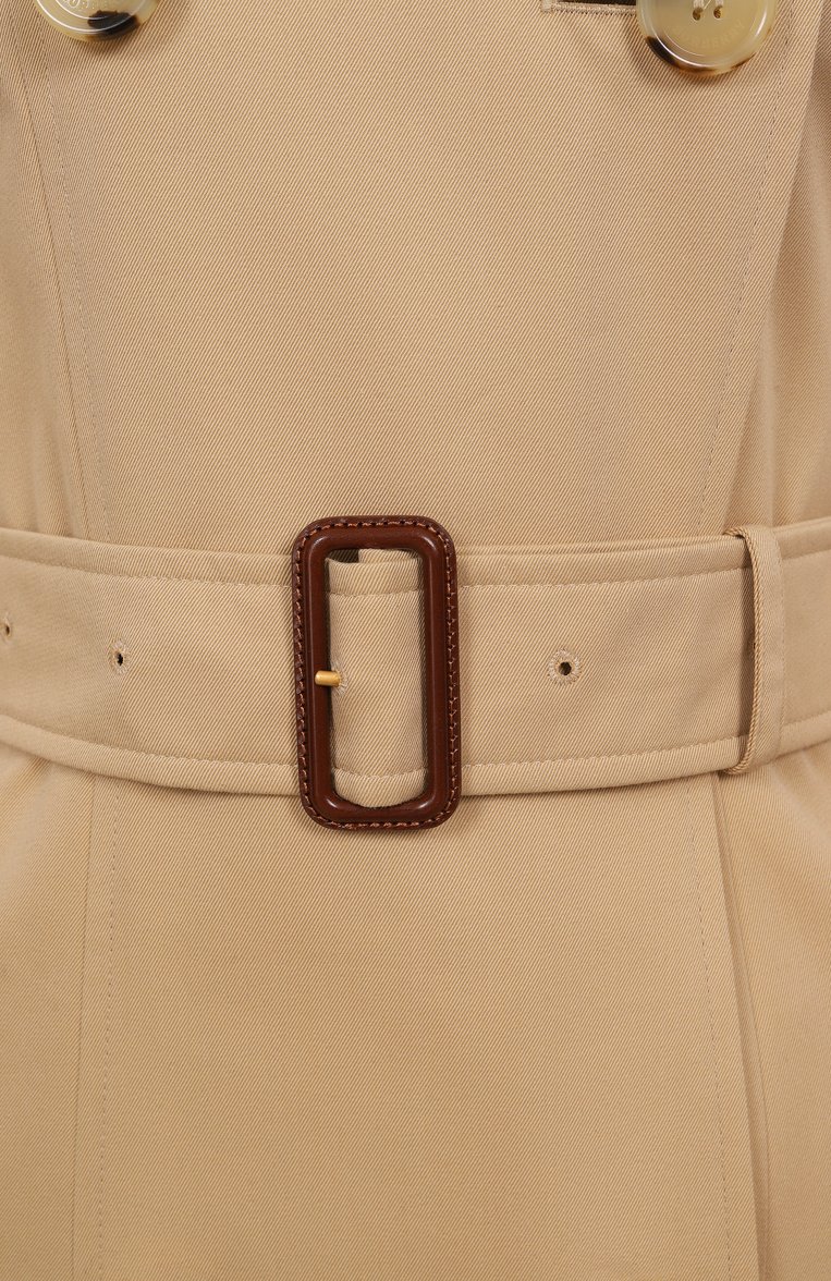 Женский хлопковый тренч BURBERRY бежевого цвета, арт. 8079408 | Фото 6 (Рукава: Длинные; Длина (верхняя одежда): До середины бедра; Материал подклада: Хлопок; Материал внешний: Хлопок; Кросс-КТ: Куртка; Стили: Кэжуэл)