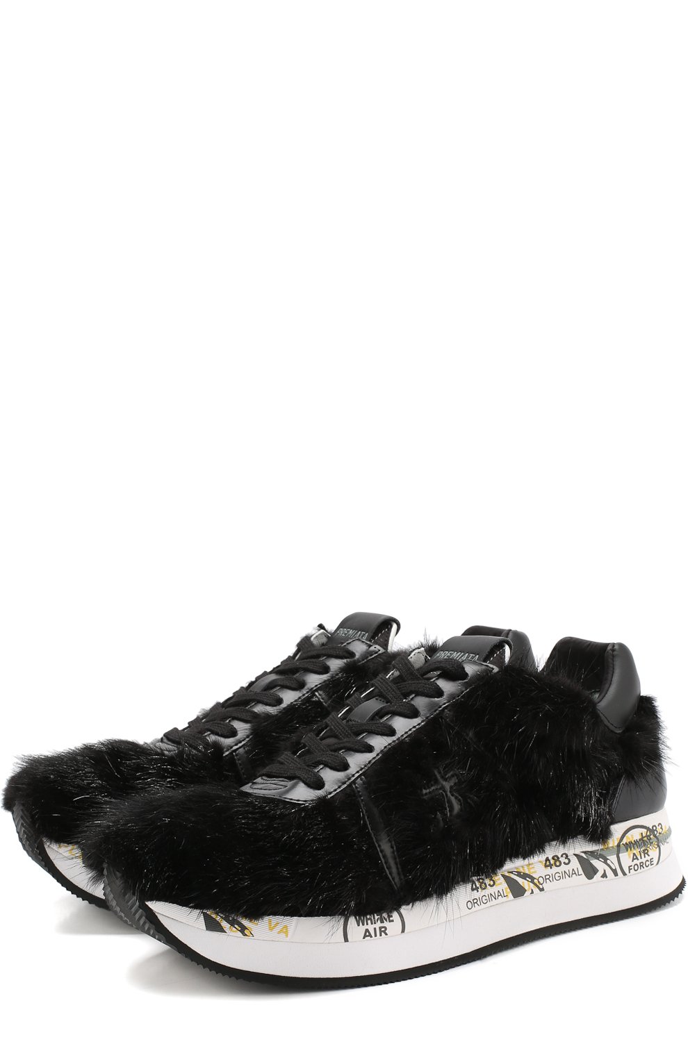 Кожаные кроссовки conny с отделкой из меха норки PREMIATA, арт. C0NNY/VAR2558, фото 1