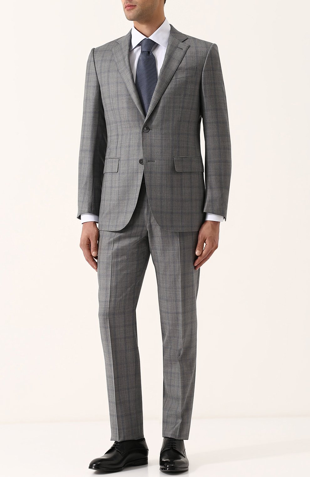 Шерстяной костюм в клетку с пиджаком на двух пуговицах ZEGNA, арт. 322107/221225, фото 1