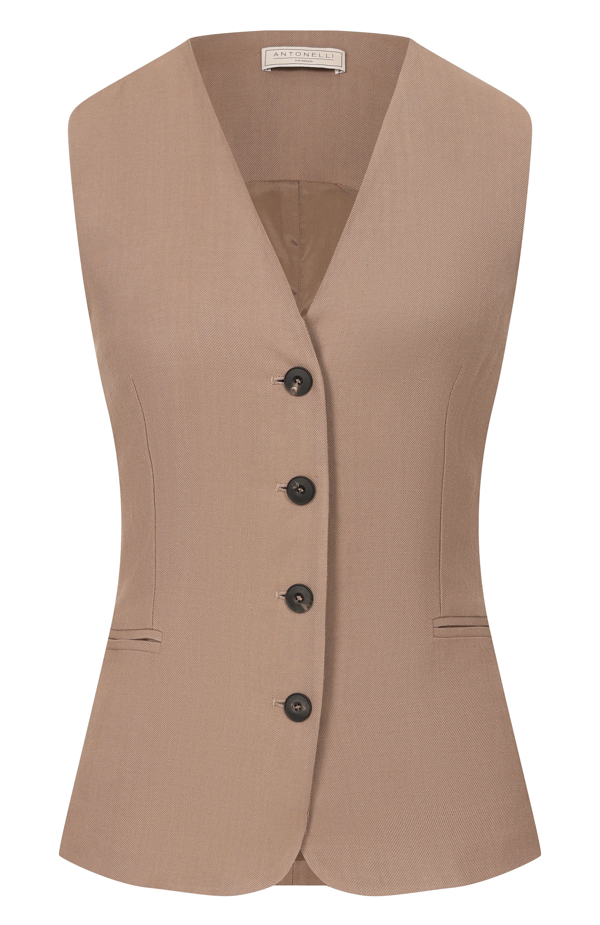 Жилет из вискозы и льна ANTONELLI FIRENZE бежевого цвета по цене 69950 руб., арт. N3587Q/935, фото 1 Жилет из вискозы и льна ANTONELLI FIRENZE, арт. N3587Q/935, фото 1
