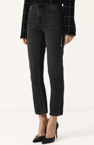 Укороченные джинсы прямого кроя с потертостями ALEXANDER WANG, арт. 4D994191BX, фото 3