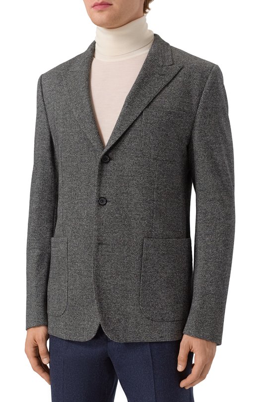 Пиджак из хлопка и шерсти Dolce & Gabbana G2VH2T/FC7AY Серый  G2VH2T/FC7AY Фото 3
