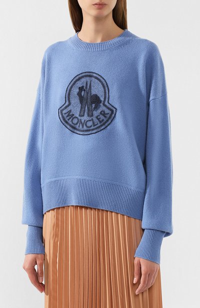 Пуловер из смеси шерсти и кашемира MONCLER голубого цвета по цене 73000 руб., арт. E2-093-90559-52-A9235, фото 3 Пуловер из смеси шерсти и кашемира MONCLER, арт. E2-093-90559-52-A9235, фото 3
