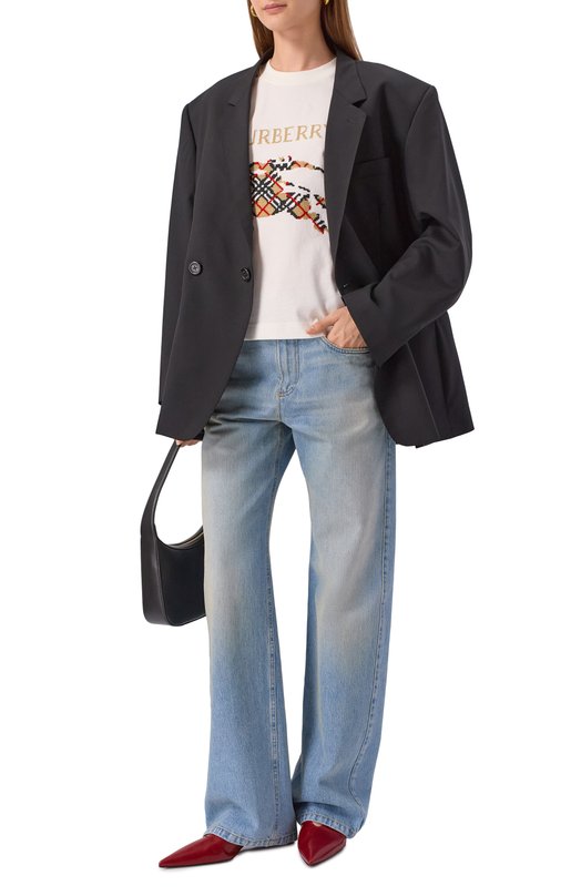 Хлопковая футболка Burberry 8110955 Кремовый  8110955 Фото 2