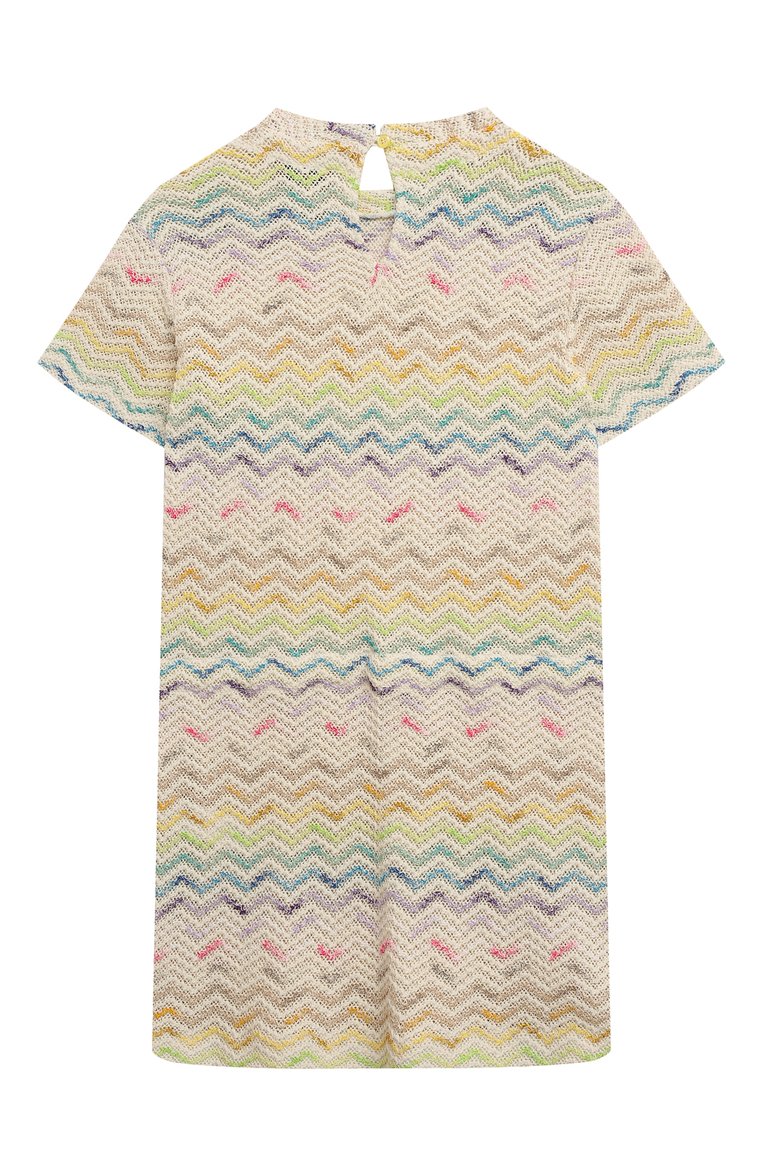 Детское хлопковое платье MISSONI кремового цвета, арт. MU1A01/Q0033/12-14 | Фото 2 (Рукава: Короткие; Материал внешний: Хлопок; Драгоценные камни: Проставлено; Материал сплава: Проставлено; Случай: Повседневный; Девочки Кросс-КТ: Платье-одежда; Ростовка одежда: 12 лет | 152 см, 13 - 15 лет | 158 см)