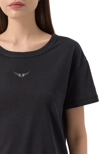 Футболка ZADIG AND VOLTAIRE черного цвета по цене 11550 руб., арт. JWTS01669, фото 5 Футболка ZADIG AND VOLTAIRE, арт. JWTS01669, фото 5