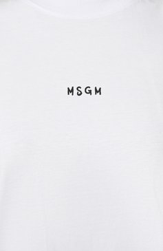 Женская хлопковая футболка MSGM белого цвета, арт. 3641MDM550/247002 | Фото 5 (Рукава: Короткие; Длина (для топов): Стандартные; Принт: С принтом; Материал сплава: Проставлено; Материал внешний: Хлопок; Женское Кросс-КТ: Футболка-одежда; Драгоценные камни: Проставлено; Стили: Кэжуэл)