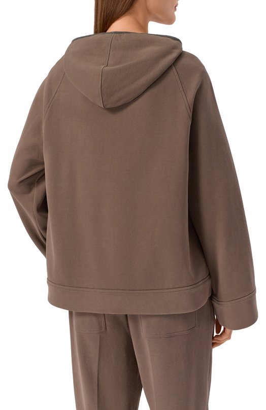 Хлопковая толстовка Brunello Cucinelli MN05NS0406 Коричневый  MN05NS0406 Фото 4