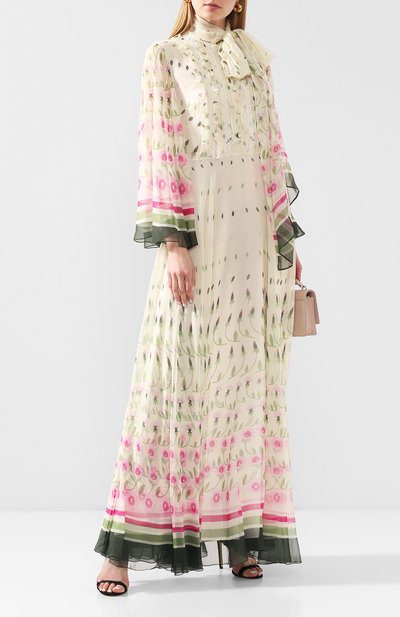 Шелковое платье VALENTINO белого цвета по цене 725500 руб., арт. TB3VDAA055H, фото 2 Шелковое платье VALENTINO, арт. TB3VDAA055H, фото 2