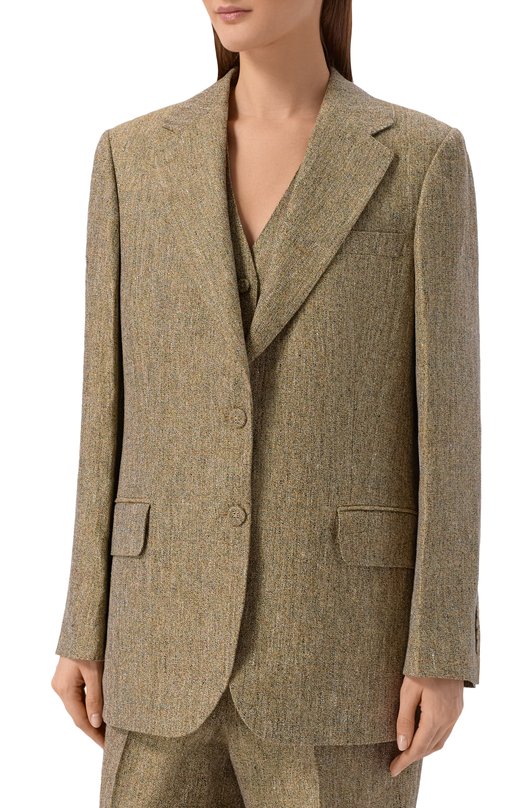 Льняной жакет Officine Generale S26WTLG401 Бежевый  S26WTLG401 Фото 3