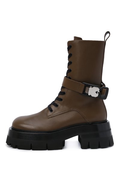 Кожаные ботинки VERSACE хаки цвета по цене 156500 руб., арт. 1000822/1A00633, фото 3 Кожаные ботинки VERSACE, арт. 1000822/1A00633, фото 3