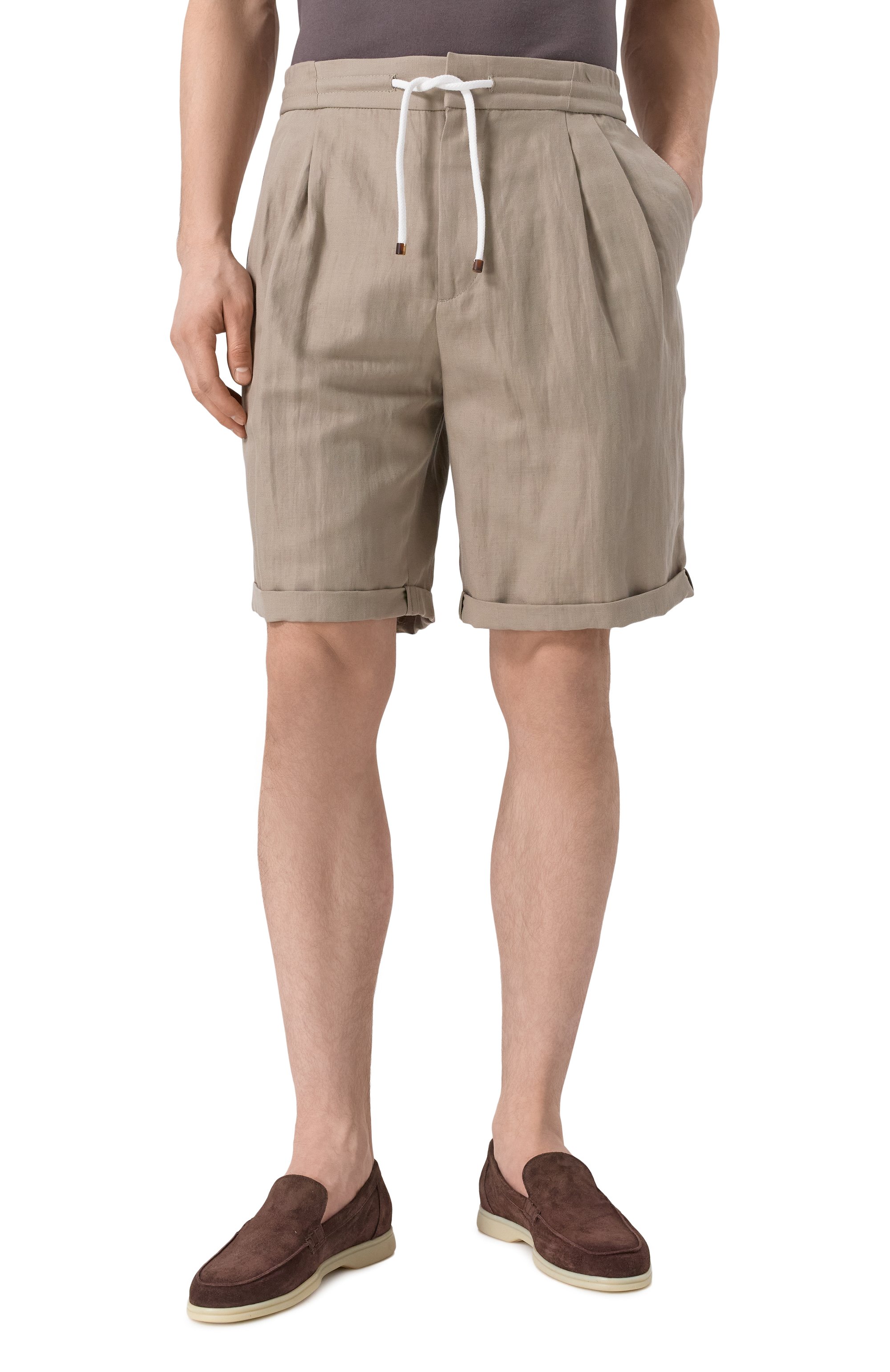 Шорты изо льна и хлопка BRUNELLO CUCINELLI, арт. MH255U0020, фото 3