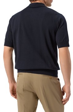 Мужское хлопковое поло DOLCE & GABBANA темно-синего цвета, арт. GXZ02Z/JBCG3 | Фото 4 (Рукава: Короткие; Драгоценные камни: Проставлено; Материал внешний: Хлопок; Длина (для топов): Стандартные; Материал сплава: Проставлено; Принт: Без принта; Стили: Кэжуэл; Кросс-КТ: Трикотаж; Застежка: Пуговицы)
