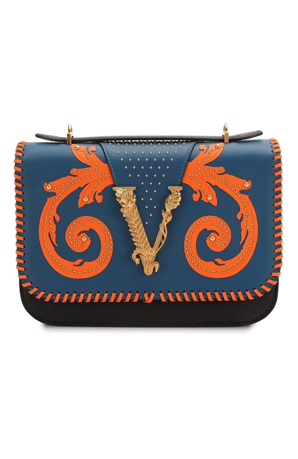 Сумка virtus VERSACE синего цвета по цене 261000 руб., арт. DBFG985/DVRBB, фото 1 Сумка virtus VERSACE, арт. DBFG985/DVRBB, фото 1