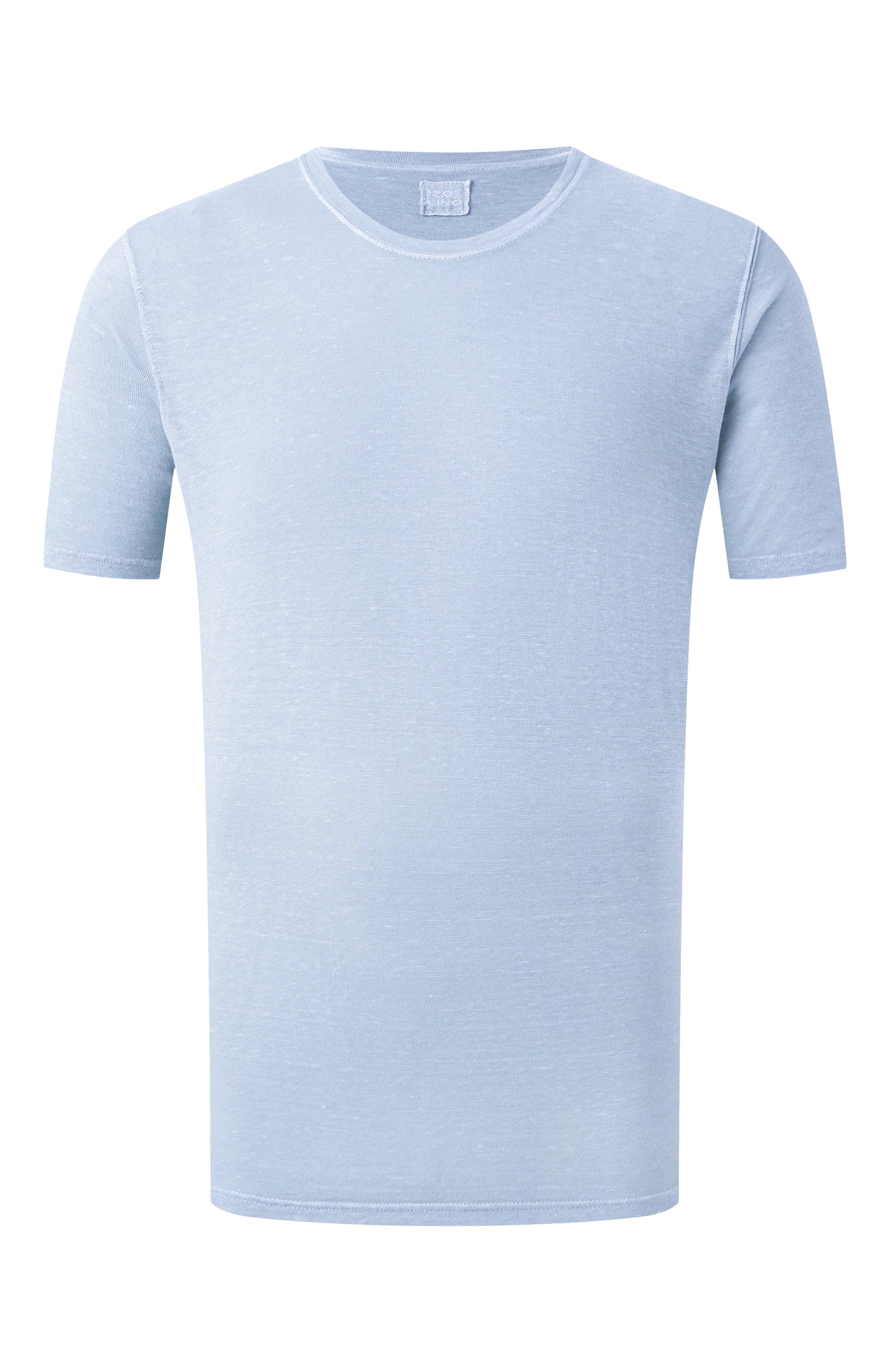 Футболка из хлопка и льна 120% LINO голубого цвета по цене 17550 руб., арт. 32ALIM7186/G308/S01, фото 1 Футболка из хлопка и льна 120% LINO, арт. 32ALIM7186/G308/S01, фото 1
