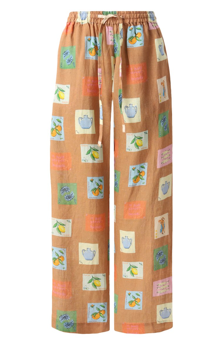 Женский льняные брюки PALM NOOSA светло-коричневого цвета, арт. HALLIE PANTS | Фото 1 (Драгоценные камни: Проставлено; Материал сплава: Проставлено; Длина (брюки, джинсы): Стандартные; Материал внешний: Лен; Стили: Кэжуэл; Кросс-КТ: Пляж)