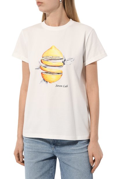 Хлопковая футболка SEVEN LAB белого цвета по цене 8190 руб., арт. CTR1.01.100.257.0646, фото 3 Хлопковая футболка SEVEN LAB, арт. CTR1.01.100.257.0646, фото 3