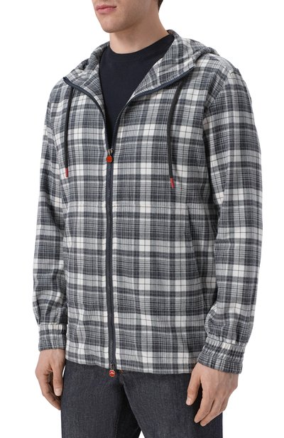 Хлопковая куртка-рубашка KITON серого цвета по цене 108500 руб., арт. UMC010H0907206, фото 3 Хлопковая куртка-рубашка KITON, арт. UMC010H0907206, фото 3