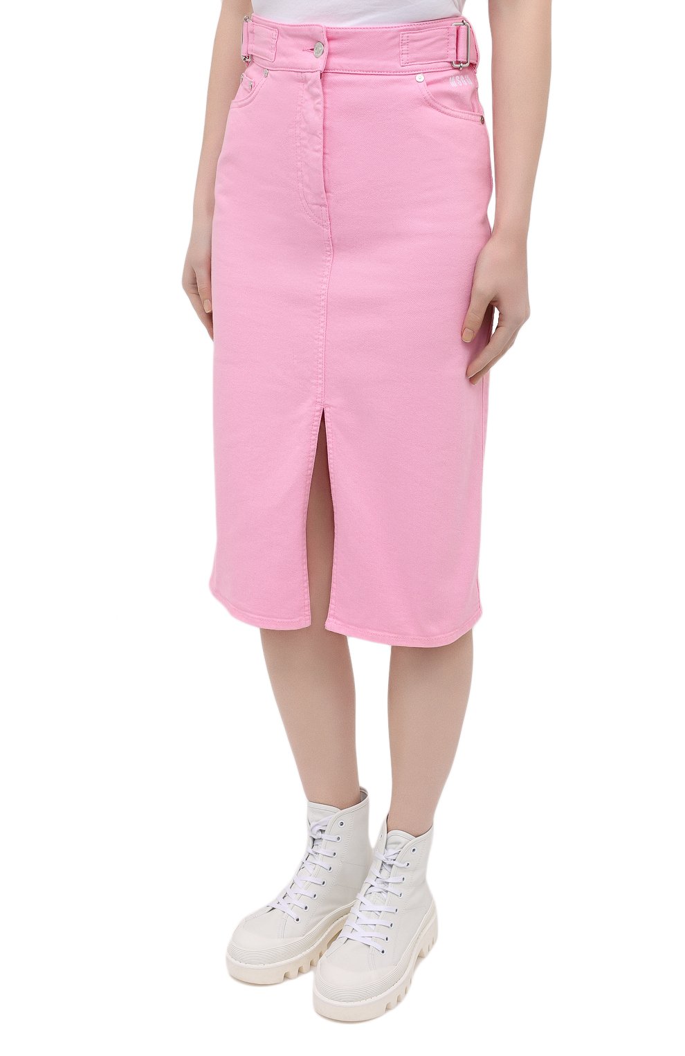 Джинсовая юбка MSGM светло-розового цвета по цене 26900 руб., арт. 3041MDD42T 217279, фото 3 Джинсовая юбка MSGM, арт. 3041MDD42T 217279, фото 3