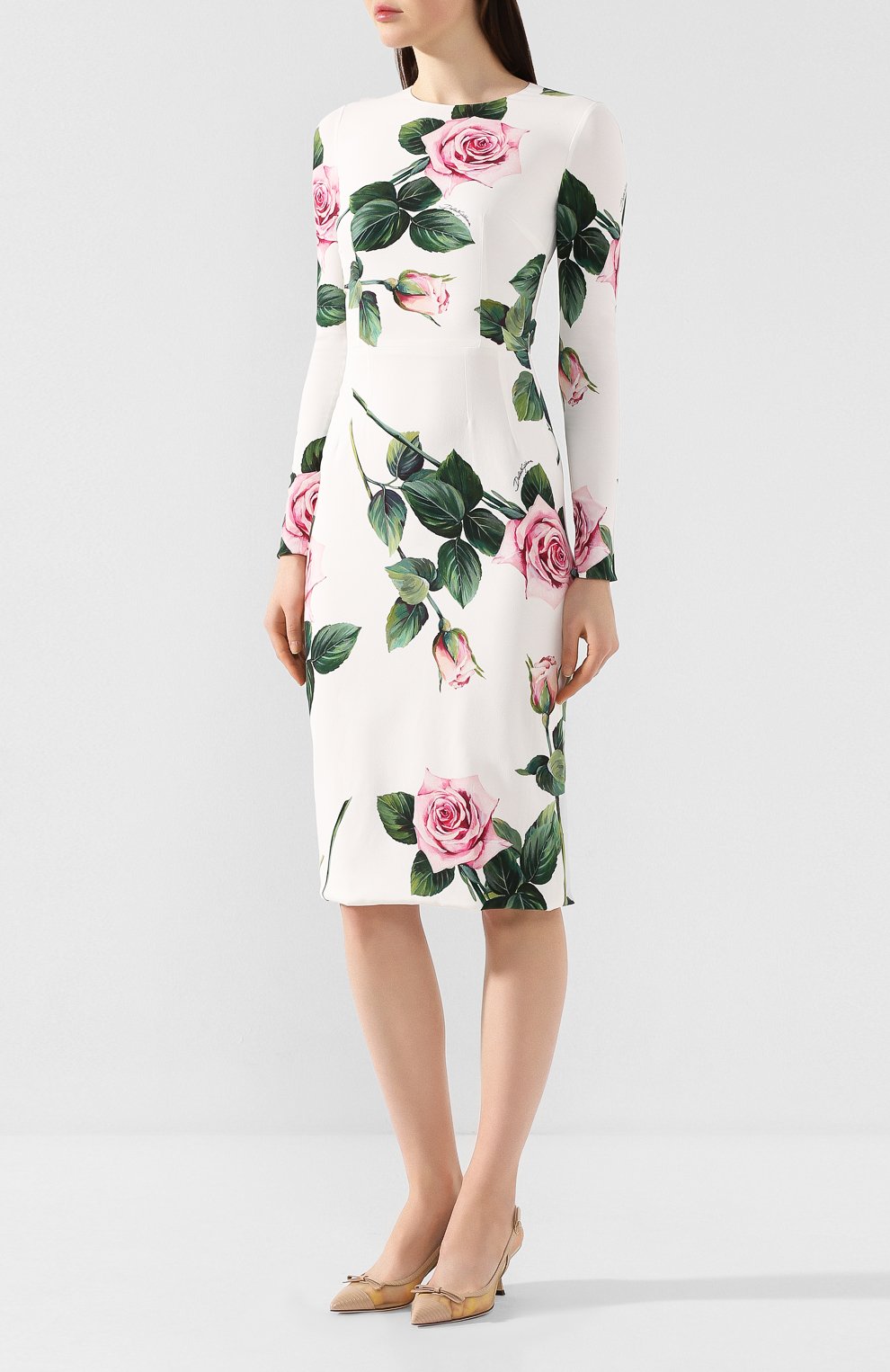 Платье из вискозы DOLCE & GABBANA белого цвета по цене 243500 руб., арт. F6H8WT/FSRMB, фото 3 Платье из вискозы DOLCE & GABBANA, арт. F6H8WT/FSRMB, фото 3