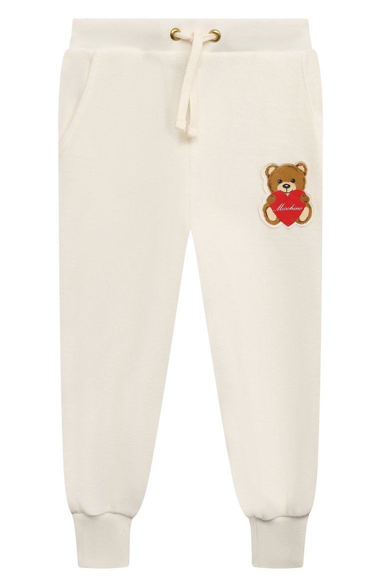 Детская комплект из худи и брюк MOSCHINO белого цвета, арт. HDK02L/LGA07/10A-14A | Фото 4 (Материал внешний: Хлопок; Рукава: Длинные; Девочки Кросс-КТ: Костюмы-спорт)