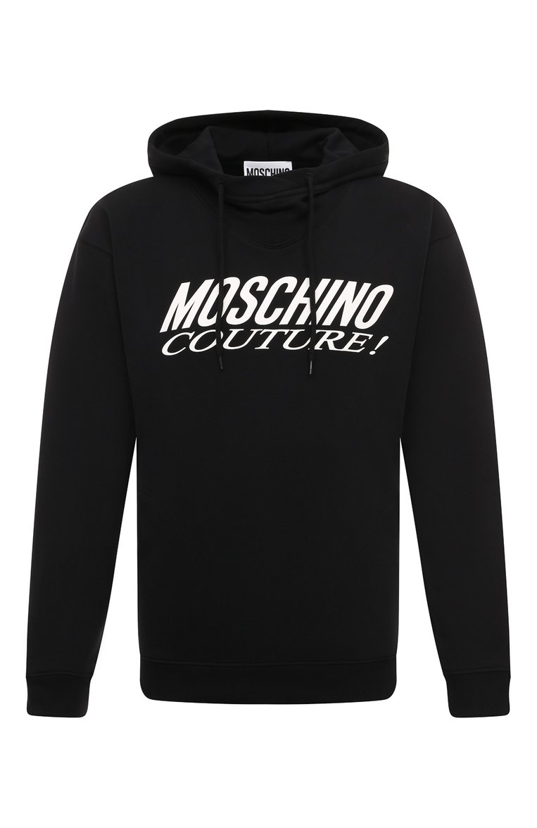 Мужской хлопковое худи MOSCHINO черного цвета, арт. A1704/7028 | Фото 1 (Материал сплава: Проставлено; Драгоценные камни: Проставлено; Рукава: Длинные; Материал внешний: Хлопок; Длина (для топов): Стандартные; Мужское Кросс-КТ: Худи-одежда; Принт: С принтом; Стили: Спорт-шик)