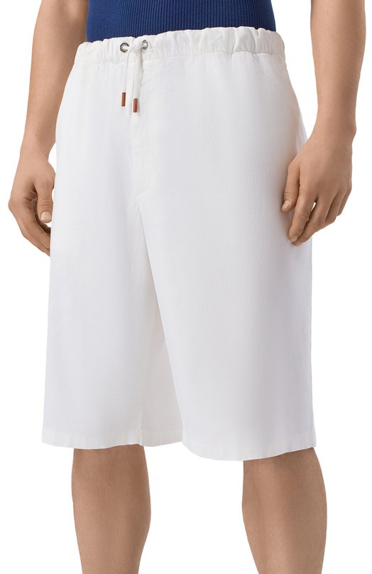 Шорты изо льна и хлопка Kiton UPR004LK0603H Белый  UPR004LK0603H Фото 3