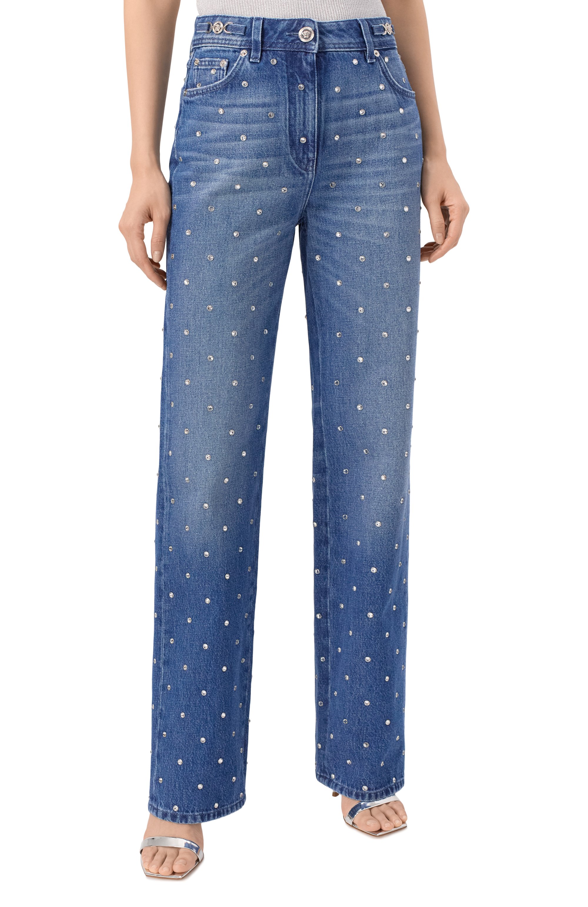 Джинсы с отделкой стразами VERSACE, арт. 1018790/1A13342, фото 3