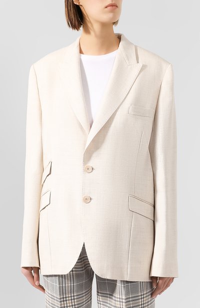 Жакет из смеси вискозы и льна STELLA MCCARTNEY бежевого цвета по цене 92800 руб., арт. 561102/SMB61, фото 3 Жакет из смеси вискозы и льна STELLA MCCARTNEY, арт. 561102/SMB61, фото 3