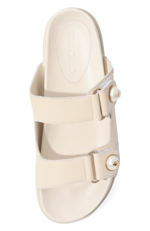 Кожаные шлепанцы Fayence Jimmy Choo FAYENCE SANDAL/SQM Кремовый  FAYENCE SANDAL/SQM Фото 6