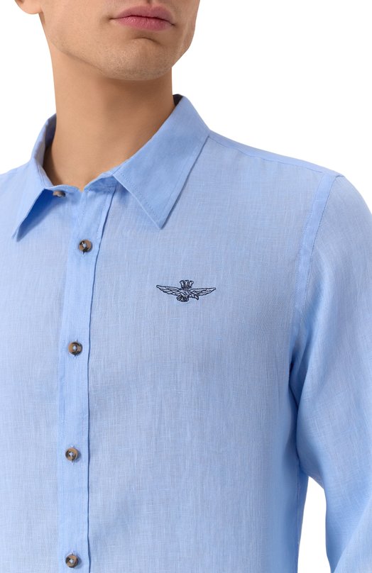 Льняная рубашка Aeronautica Militare CA1239CT3089 Голубой  CA1239CT3089 Фото 5