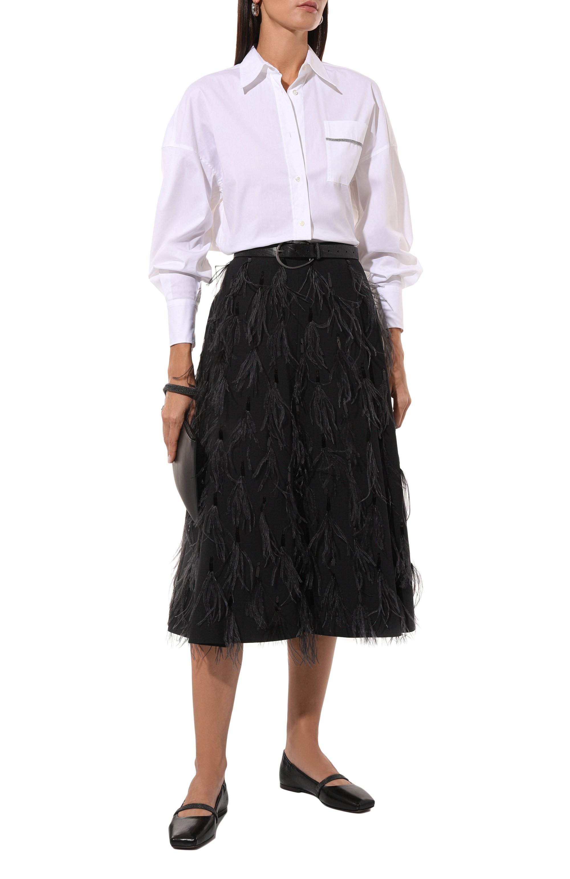 Шерстяная юбка BRUNELLO CUCINELLI темно-серого цвета по цене 963500 руб., арт. M0W07G3700, фото 2 Шерстяная юбка BRUNELLO CUCINELLI, арт. M0W07G3700, фото 2