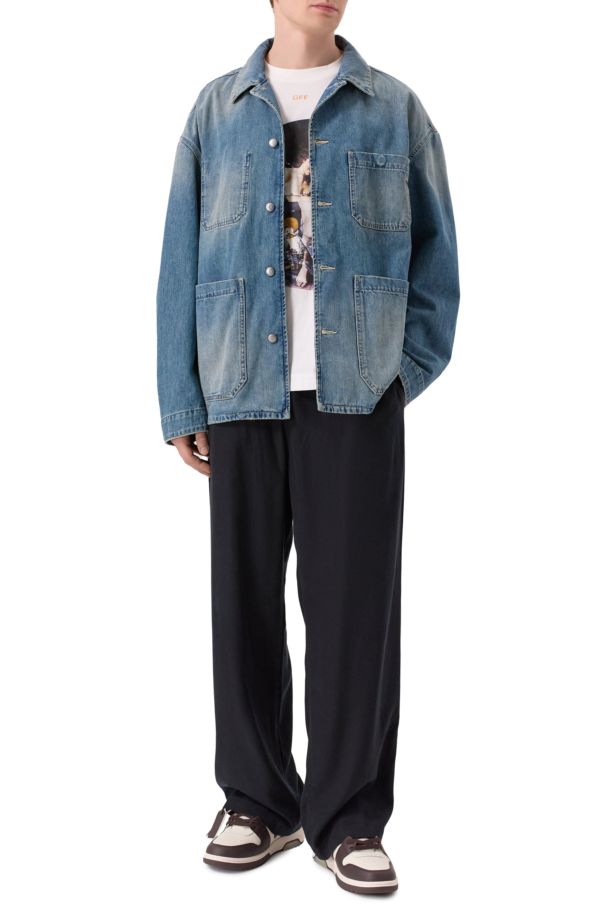 Кожаные кеды out of office OFF-WHITE, арт. 0MIA189C99LEA007, фото 2