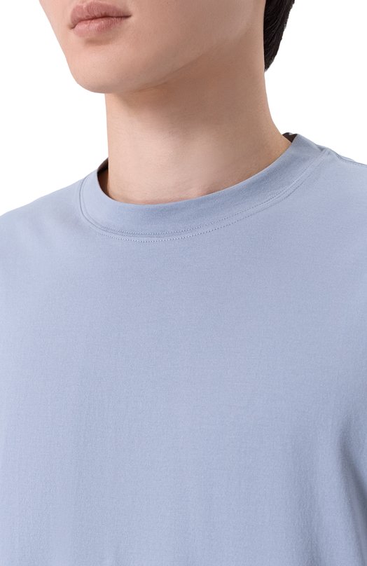Хлопковая футболка Brunello Cucinelli M0B131308 Голубой  M0B131308 Фото 5