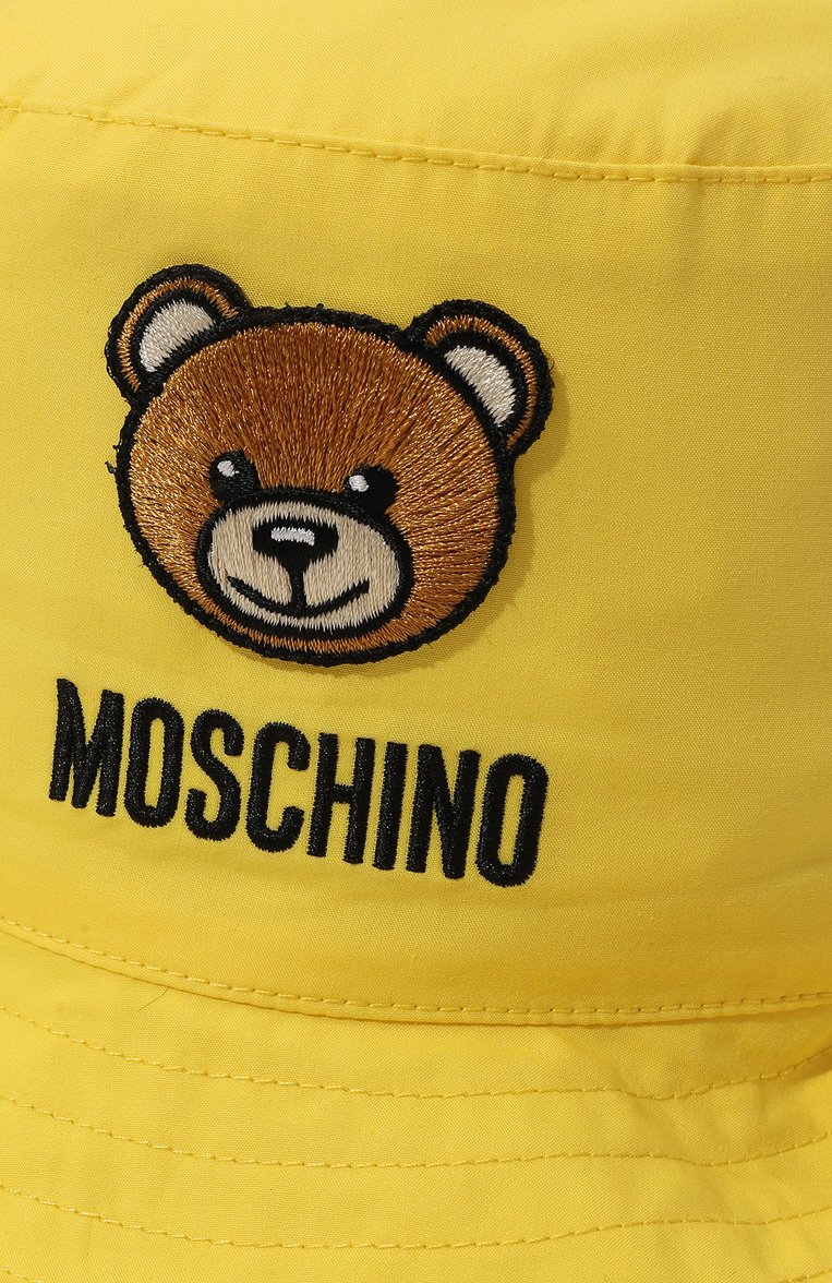 Детская хлопковая панама MOSCHINO желтого цвета, арт. MNX032/LLA11 | Фото 3 (Материал сплава: Проставлено; Материал: Хлопок, Текстиль; Нос: Не проставлено; Тематический товар: Teddy Bear)