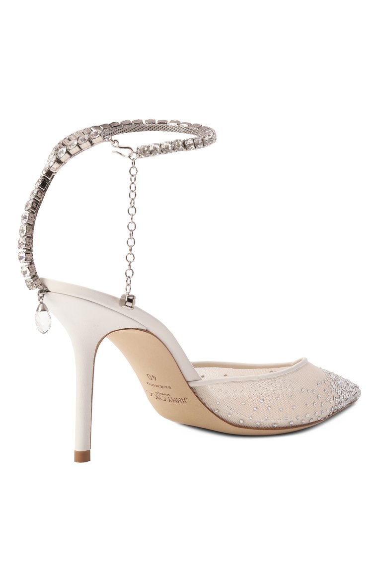 Женские текстильные туфли saeda 85 JIMMY CHOO белог�о цвета, арт. SAEDA 85/BGM | Фото 5 (Каблук тип: Шпилька; Каблук высота: Высокий; Подошва: Плоская; Материал внутренний: Текстиль; Материал внешний: Текстиль)