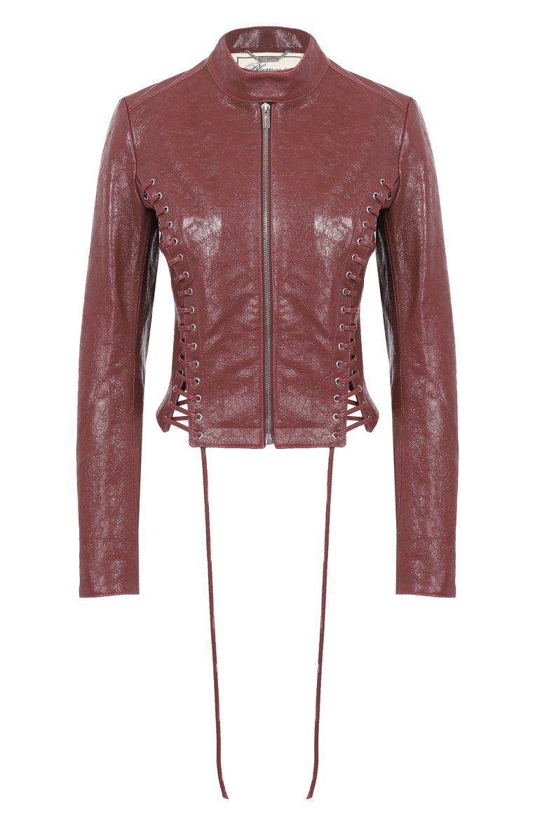Женская кожаная куртка BLUMARINE бордового цвета, арт. P54 4L064W | Фото 1 (Длина (верхняя одежда): Короткие; Материал подклада: Хлопок; Материал внешний: Натуральная кожа; Рукава: Длинные; Женское Кросс-КТ: Замша и кожа; Кросс-КТ: Куртка, Легкие; Стили: Кэжуэл; Автоматизация ТО: Проставлено; Автоматизация состава: Проставлено)