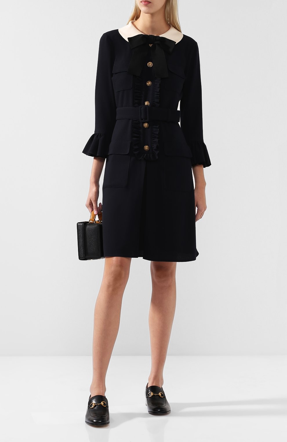 Шерстяное платье с поясом и бантом GUCCI, арт. 517425/ZLW01, фото 2